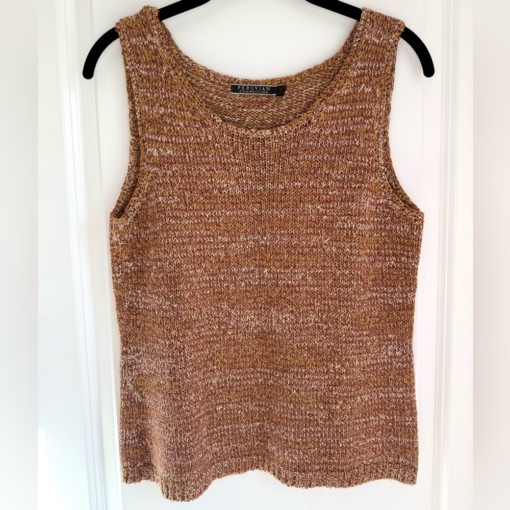Peruvian Connection Vintage Knit Tank Brown Size M